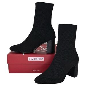 Impo Vyra Black Stretch Knot Heeled Womens Ankle Boots Size 8.5M